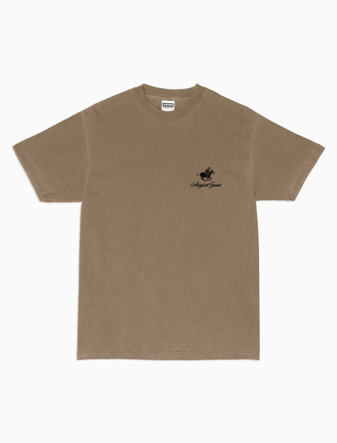 Illustration of a polo player riding a horse while holding an MPC beat machine, blending tradition, music culture with the words Acrylick Goods