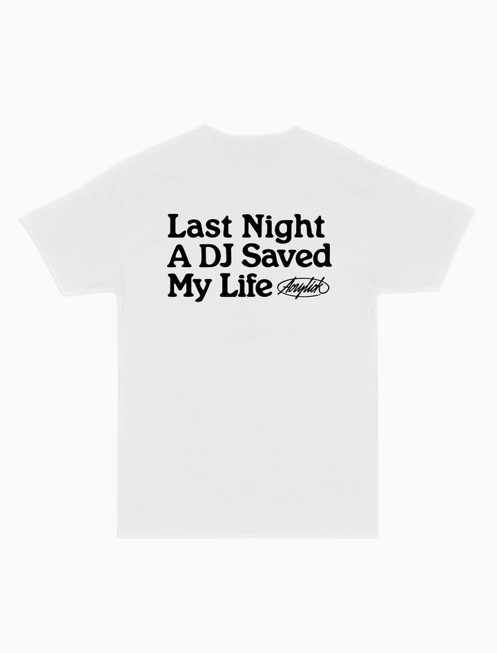 Reads, Last Night A DJ Saved my life with Acrylick new Signature logo.