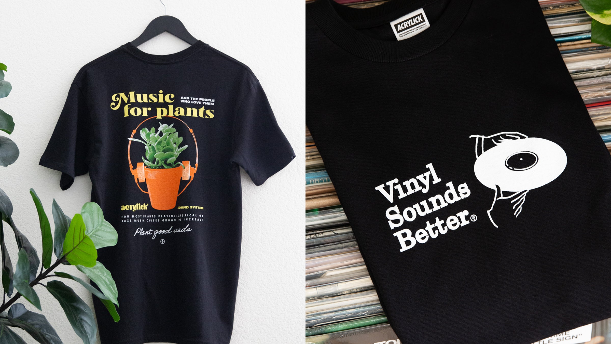 March Restocks - Music for Plants Tee and Vinyl Sounds Better Tee