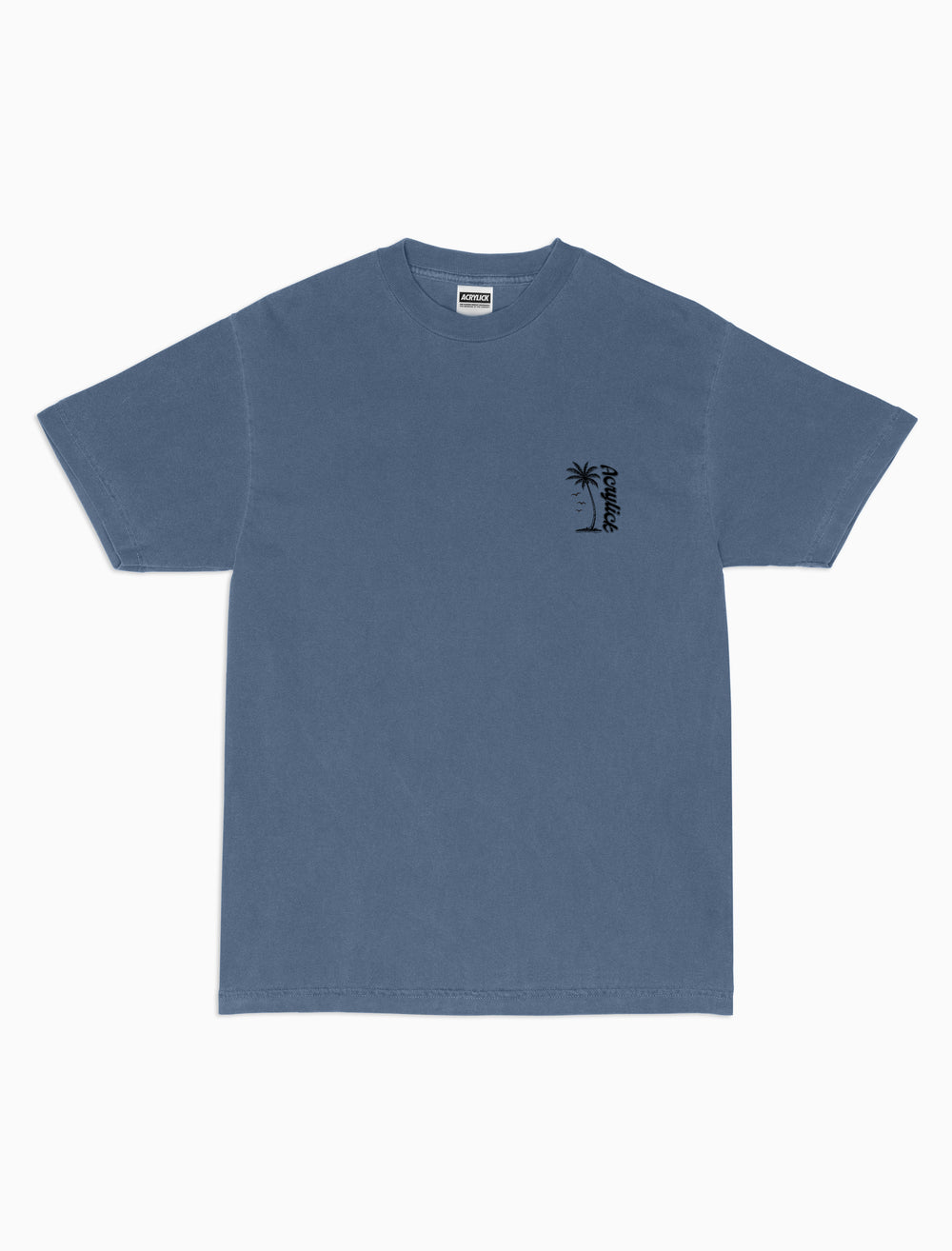 Acrylick with a palm tree and 3 little birds, chest print design.