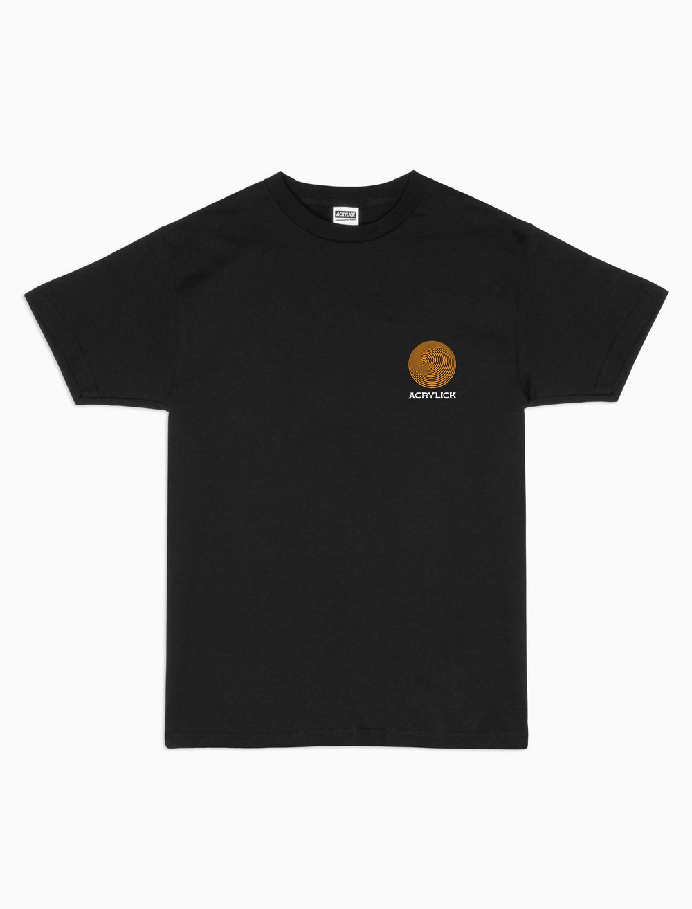 Spinning vinyl record illustration, representing rhythm, repetition, and meditation in motion. Acrylick Zen Capsule Tee.