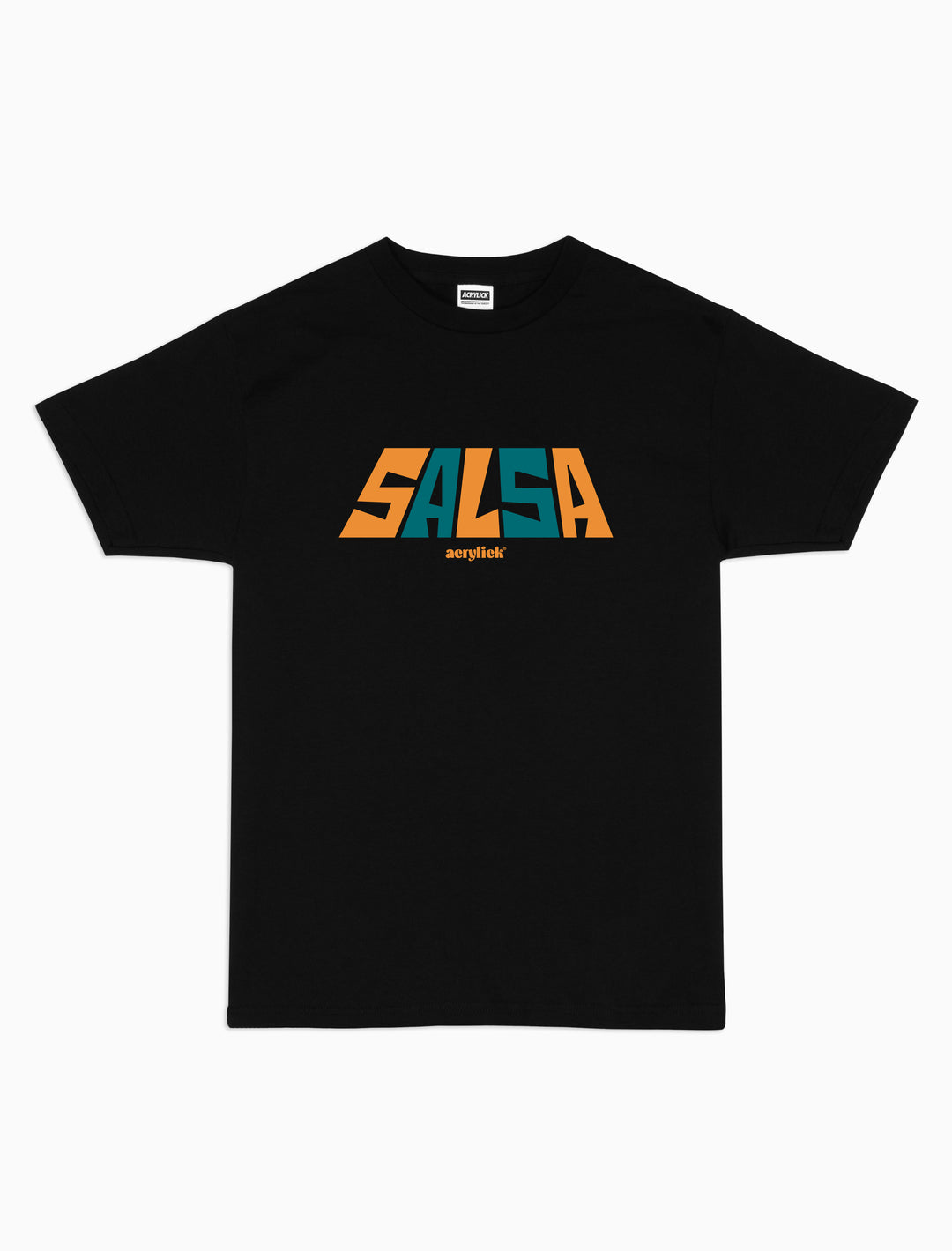 Energetic graphic tee inspired by salsa music, movement, and vibrant culture. Reads Salsa across front chest.