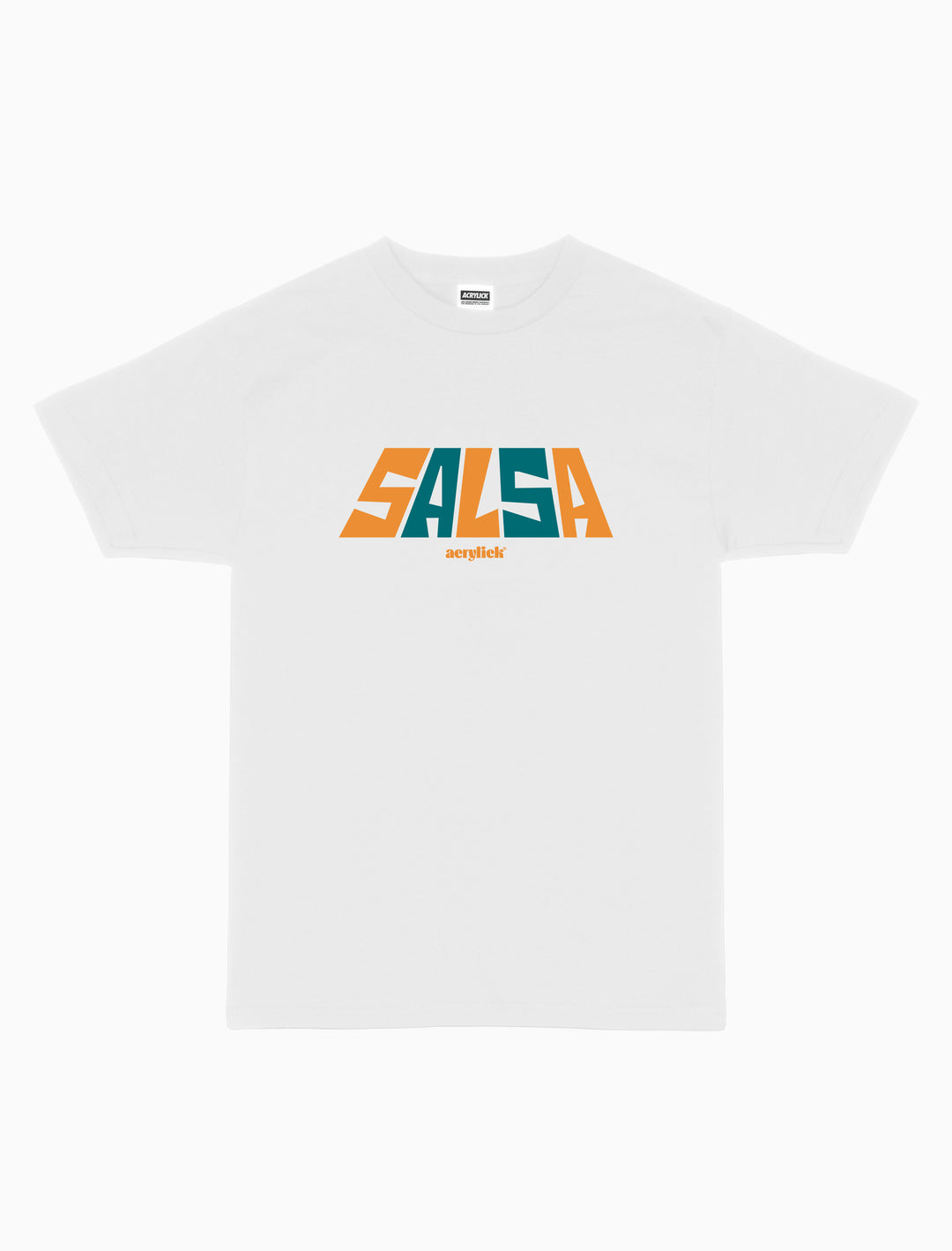 Energetic graphic tee inspired by salsa music, movement, and vibrant culture. Reads Salsa across front chest.