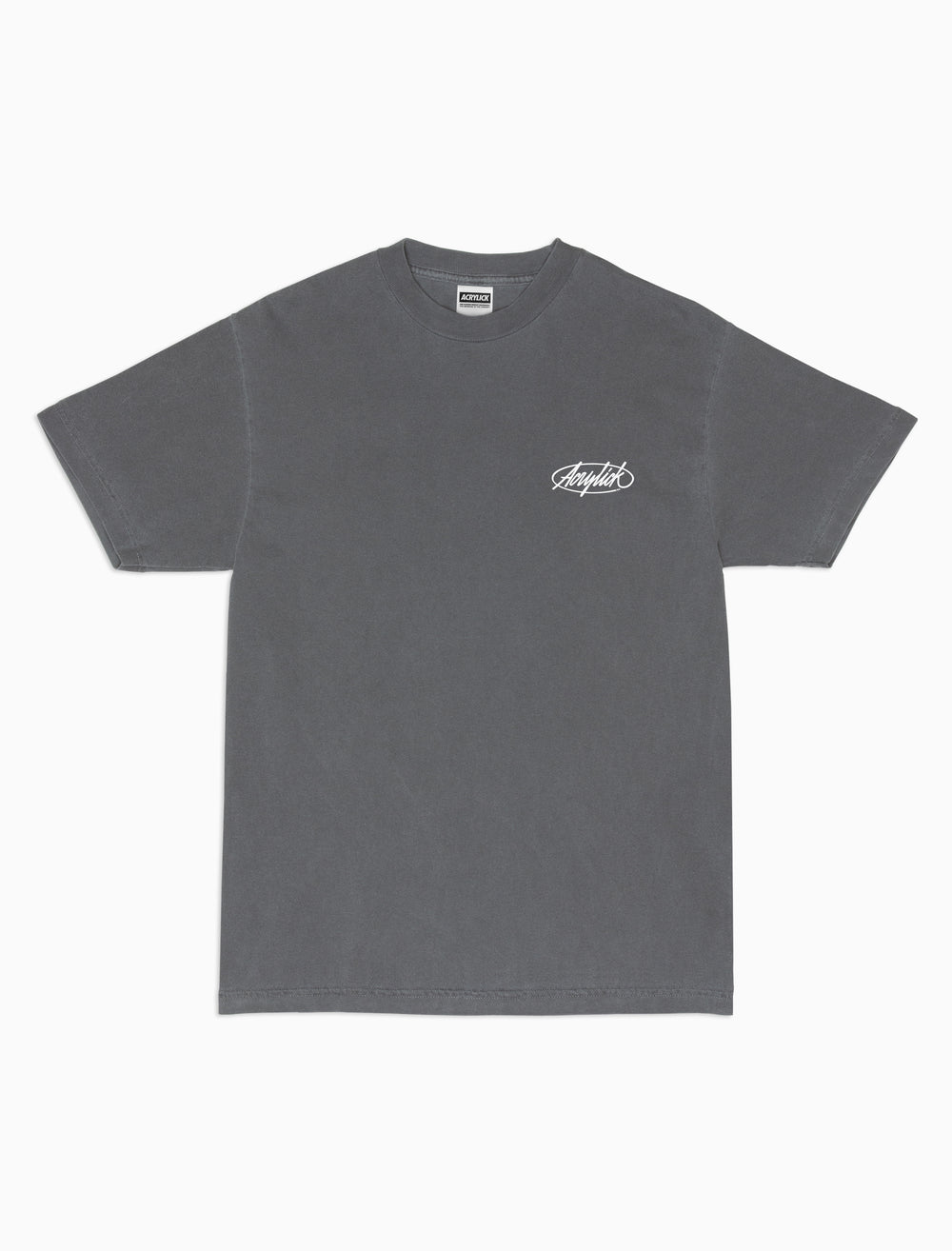 Acrylick signature logo tee with handstyle lettering, clean and minimal design.