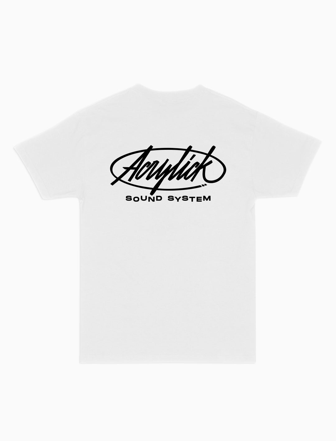 Acrylick signature logo tee with handstyle lettering, clean and minimal design.