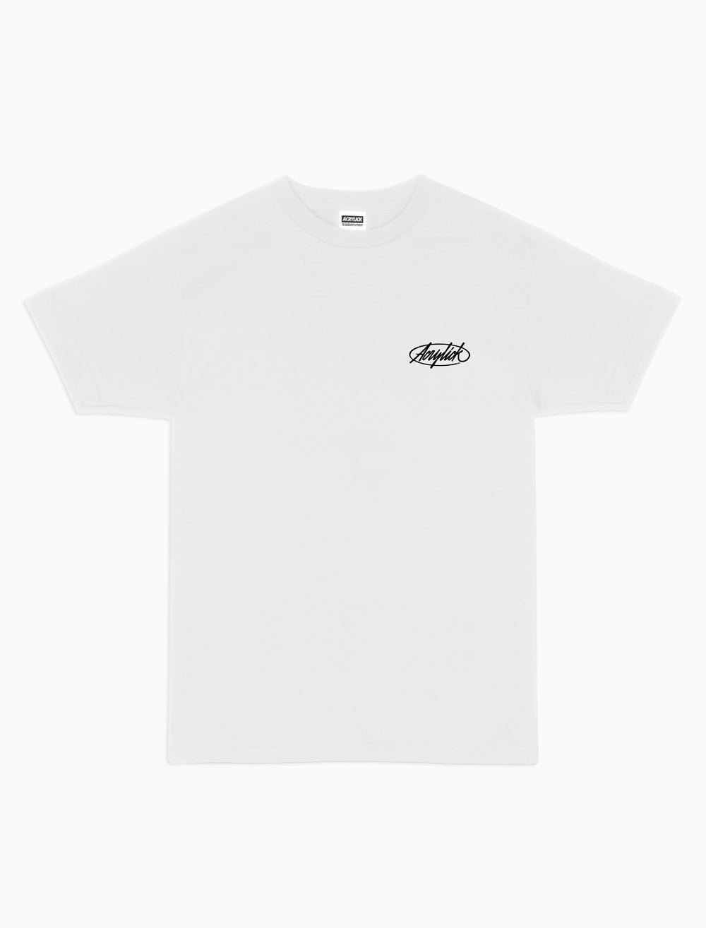 Acrylick signature logo tee with handstyle lettering, clean and minimal design.