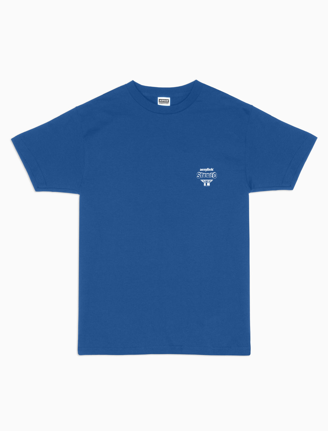 Side-view illustration of stereo speakers  with the words “Stereo,” symbolizing immersive, high-fidelity sound with Acrylick Logo.