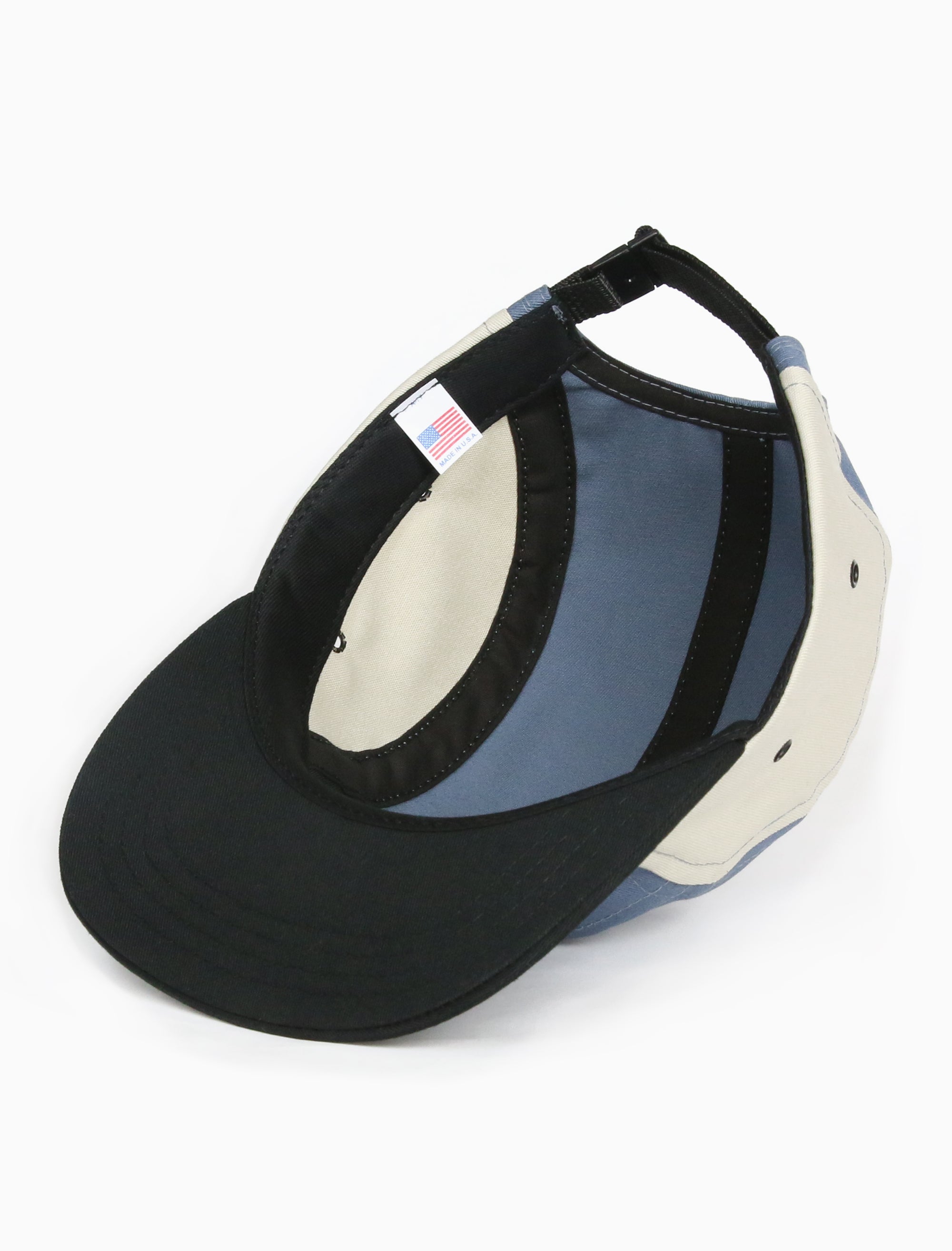 Acrylick Mens 5 Panel Camper Cap Five Panel, Made in the USA Slate Blue Ivory